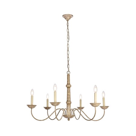 Elegant Lighting Merritt Collection Chandelier D35 H21.6 Lt:6 Weathered Dove Finish LD6007D35WD